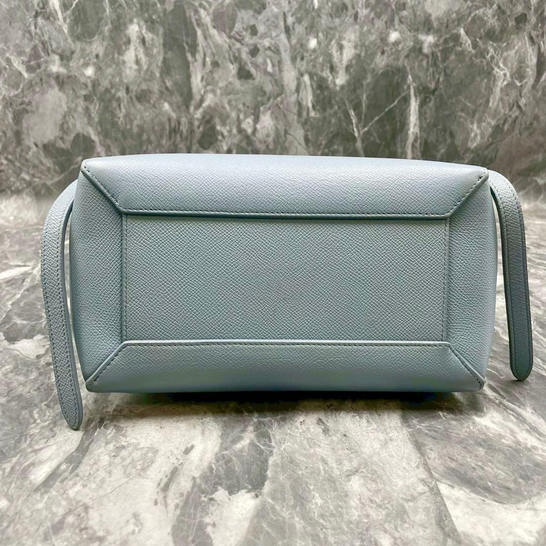 Auth CELINE Nano Belt Bag Light Blue Leather Hand Bag Pastel Color Used Japan