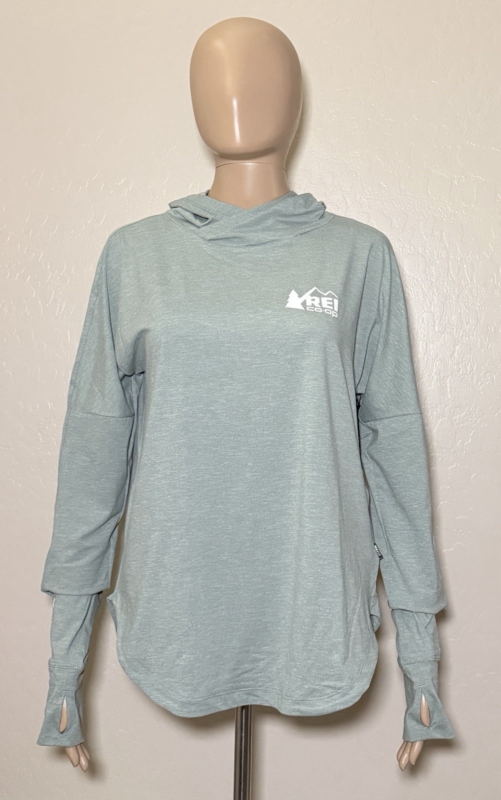 REI Co-op Womens Medium Sahara Shade Hoodie Sea Olive Green Hike Active Top