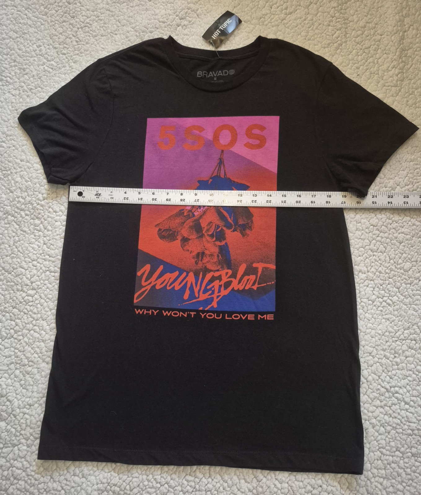 5SOS T-shirt M Black Young Blood Unisex Fit 5 Seconds of Summer Hot Topic NWT
