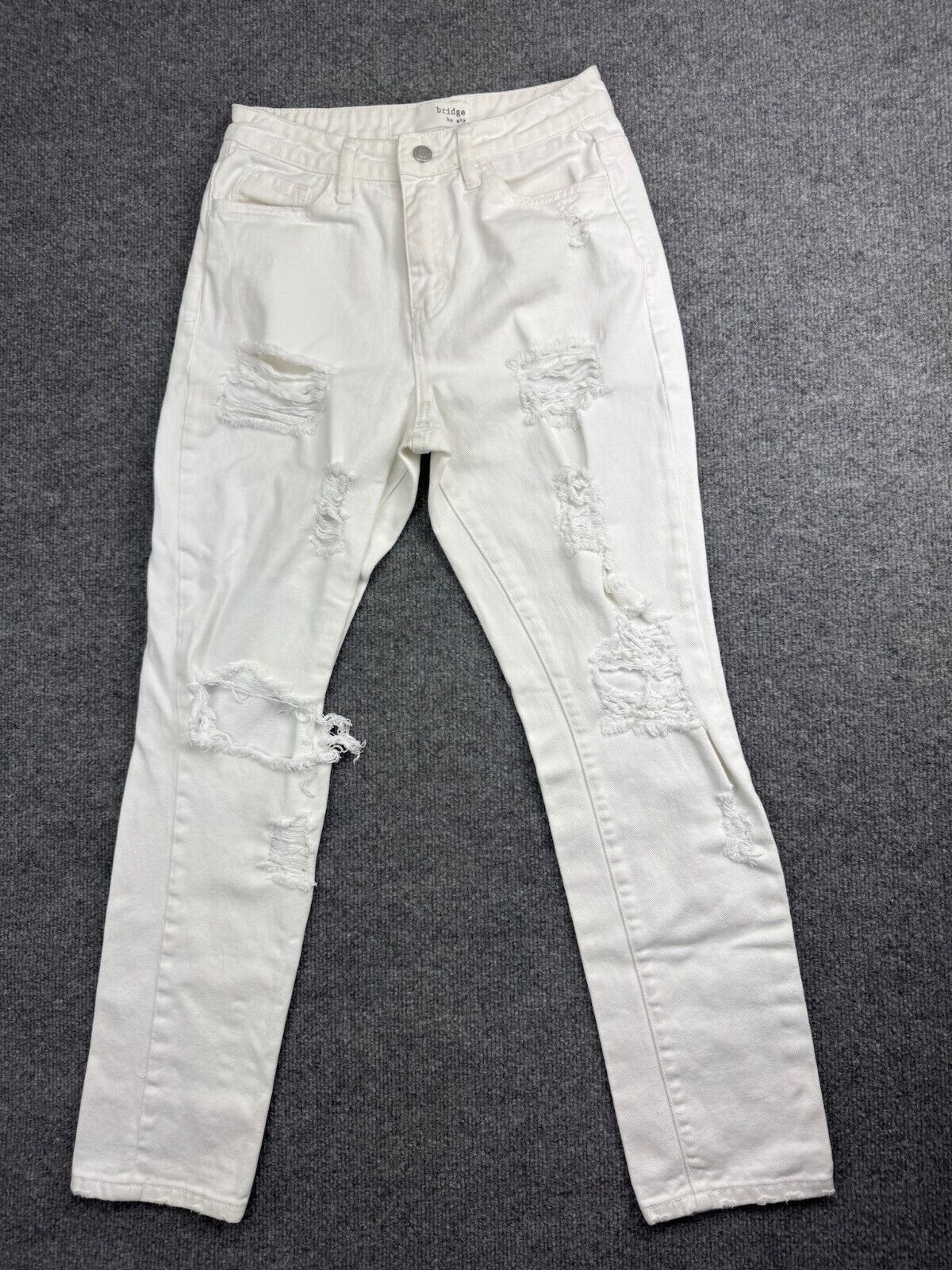 Bridge by Gly Mom Fit Jeans Women’s 25 Distressed White Denim High Rise