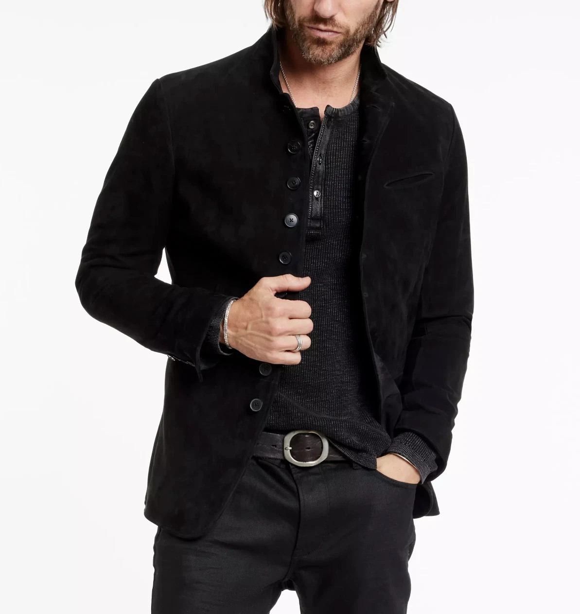 Mens Black Leather Trucker Jacket Pure Suede Custom Made Size S M L XL 2XL 3XL
