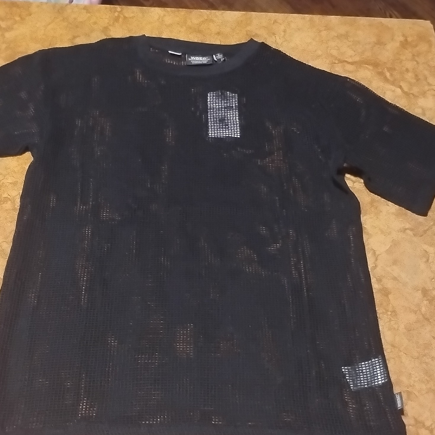 WeSC Mason Tee Mesh Oversize Fit Crew Neck Short Sleeve Black T-Shirt Men’s M