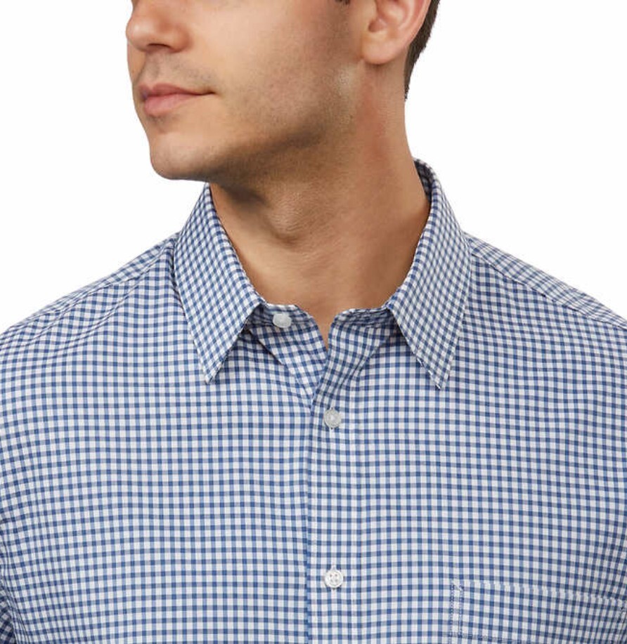 Tommy Hilfiger Men’s All-Season Stretch Shirt Regular Fit Wrinkle Free, Blue XL