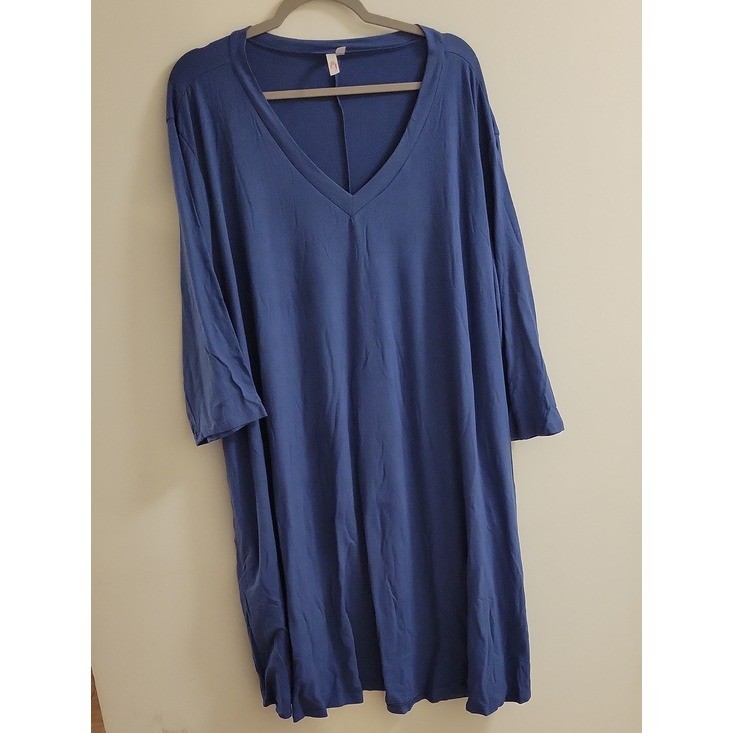 Curvie Luvie V-Neck 3/4 Sleeve Blue Shift Dress Size 4xl