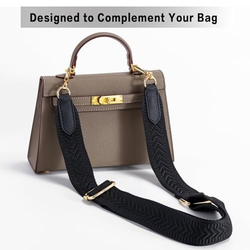 Purse Strap Replacement Adjustable Length 29.5–50.4 in Black / Gold Hardware