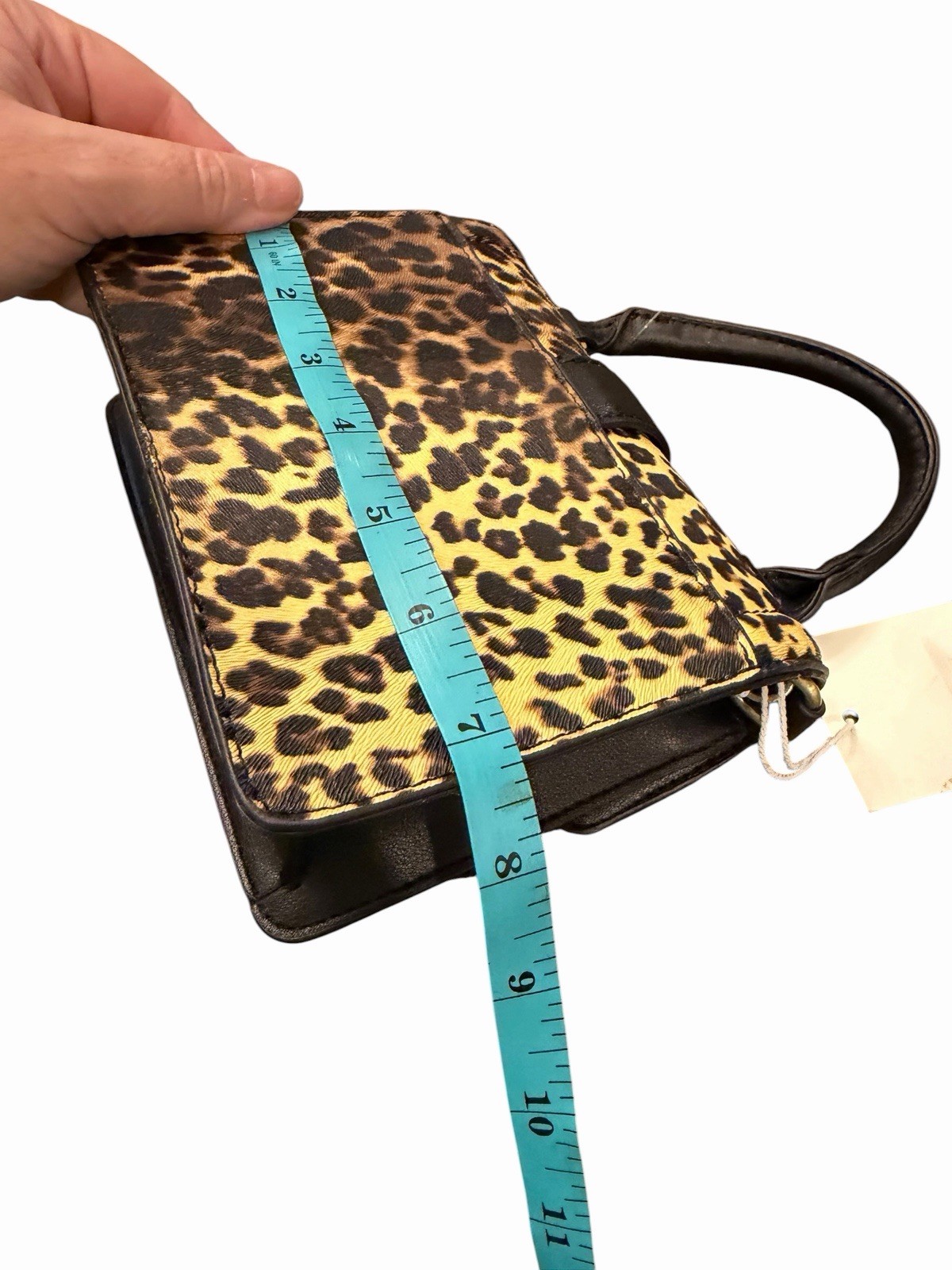 Cavalli Class Como Mini Bag Top Handle Leopard w/Black Crossbody Buckle NEW $98