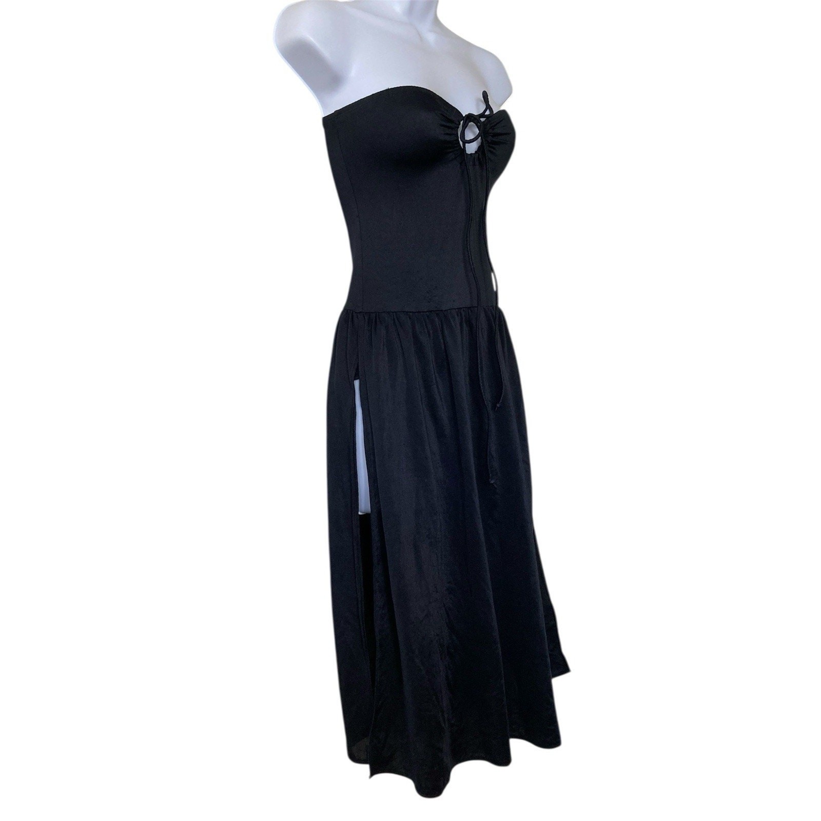 Vintage 70s Danskin Disco Ballet Strapless Halter Stevie Boho Swimsuit Dress XS