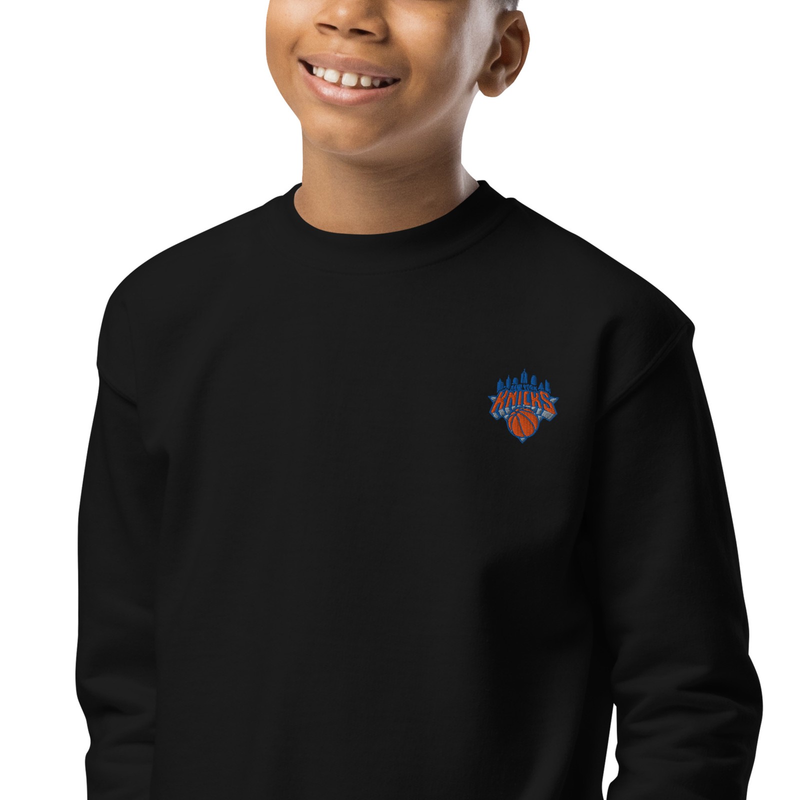 New York Knicks Orange and Blue NYK Youth crewneck sweatshirt