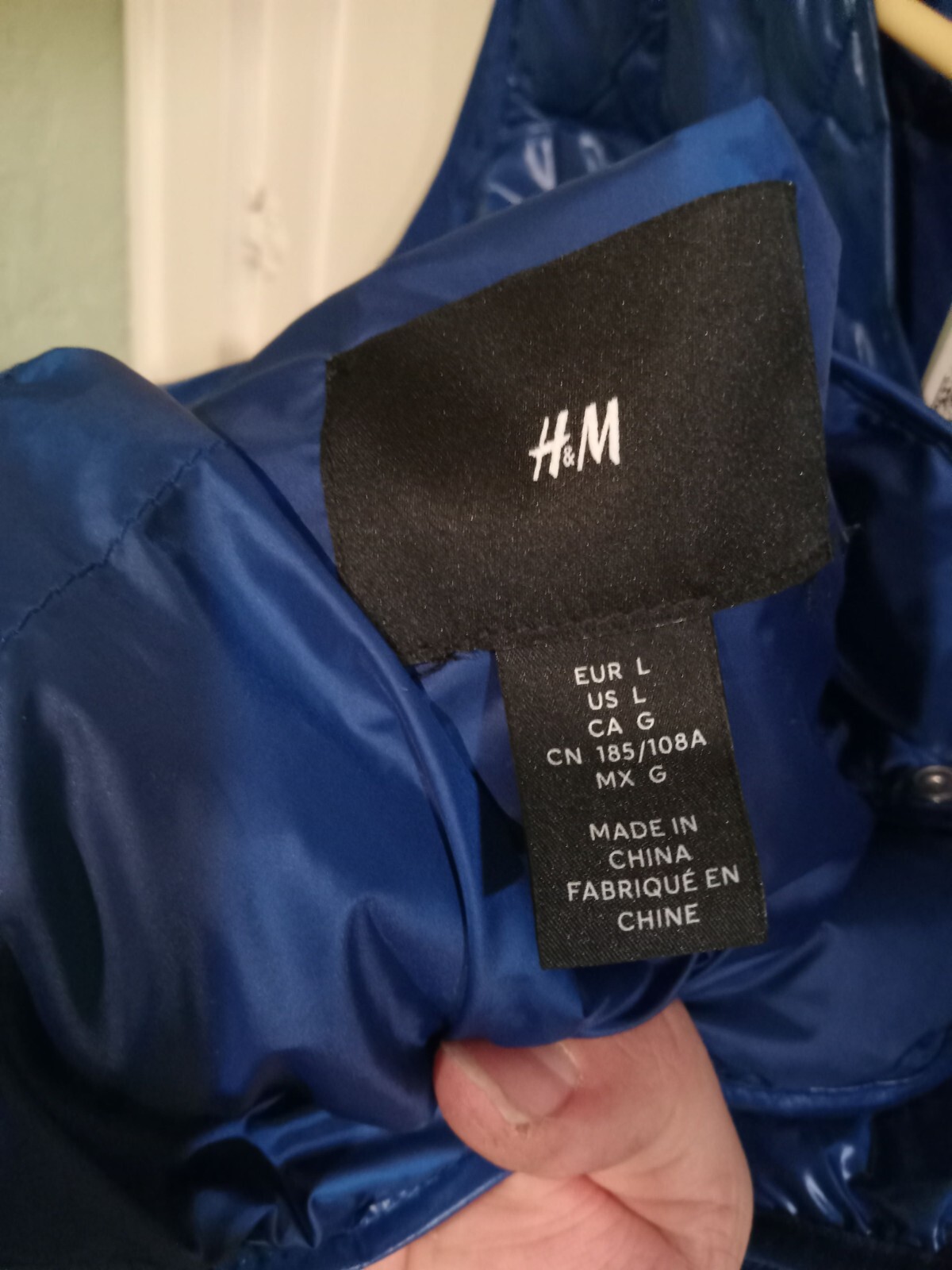 H&M 100% Recycled Polyester Blue Lightweight Padded Vest Men’s Size Large