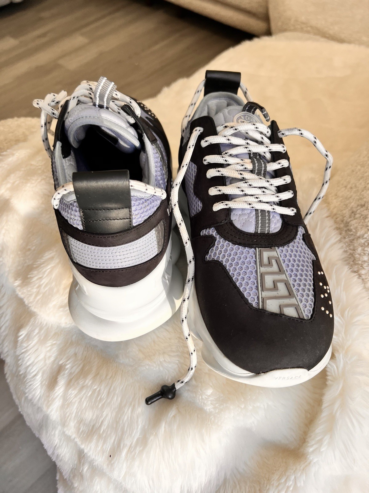 Versace Chain Reaction Men’s Low Top Sneakers Black/Light Purple/White/Gray
