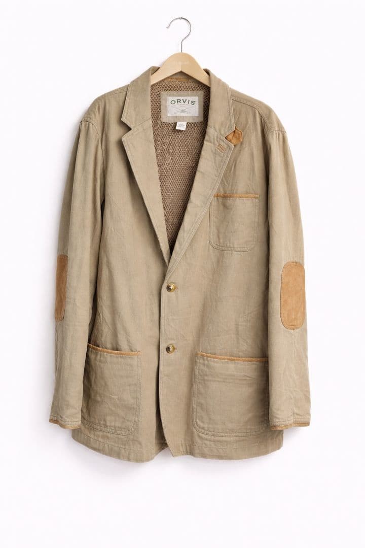 Orvis Hunting Jacket 50T Elbow Patch Beige Big Size
