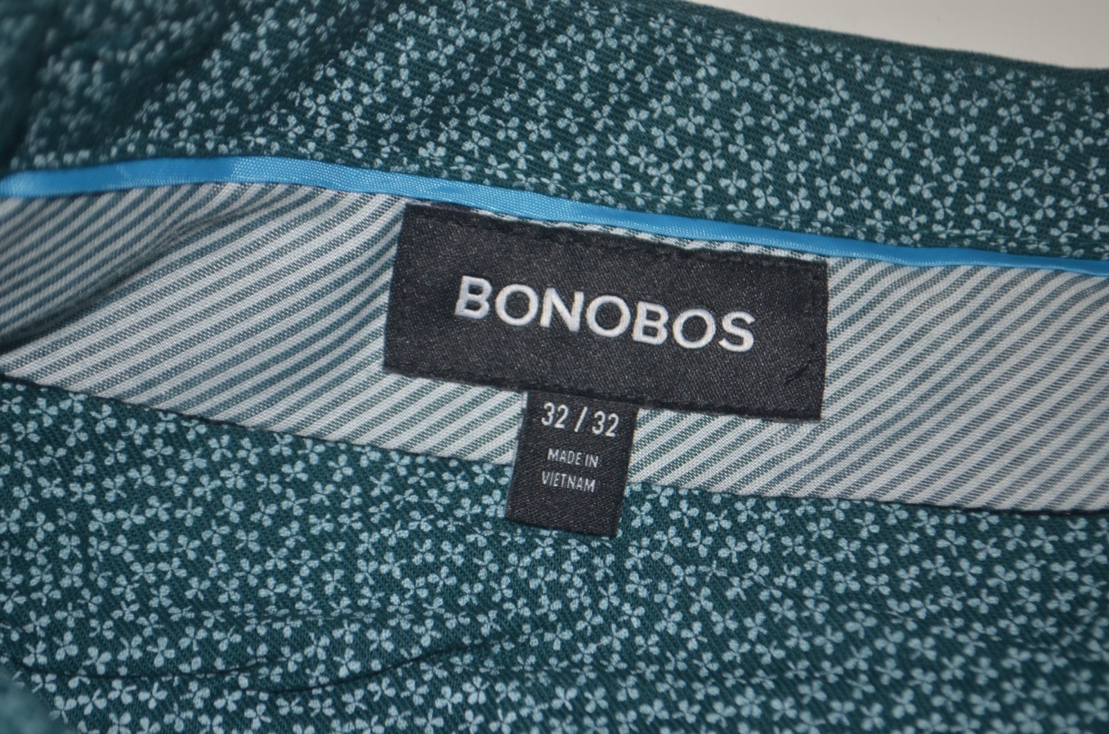 BONOBOS Slim Fit Stretch Cotton Canvas Green Flat Front Chino Pants 32 x 32
