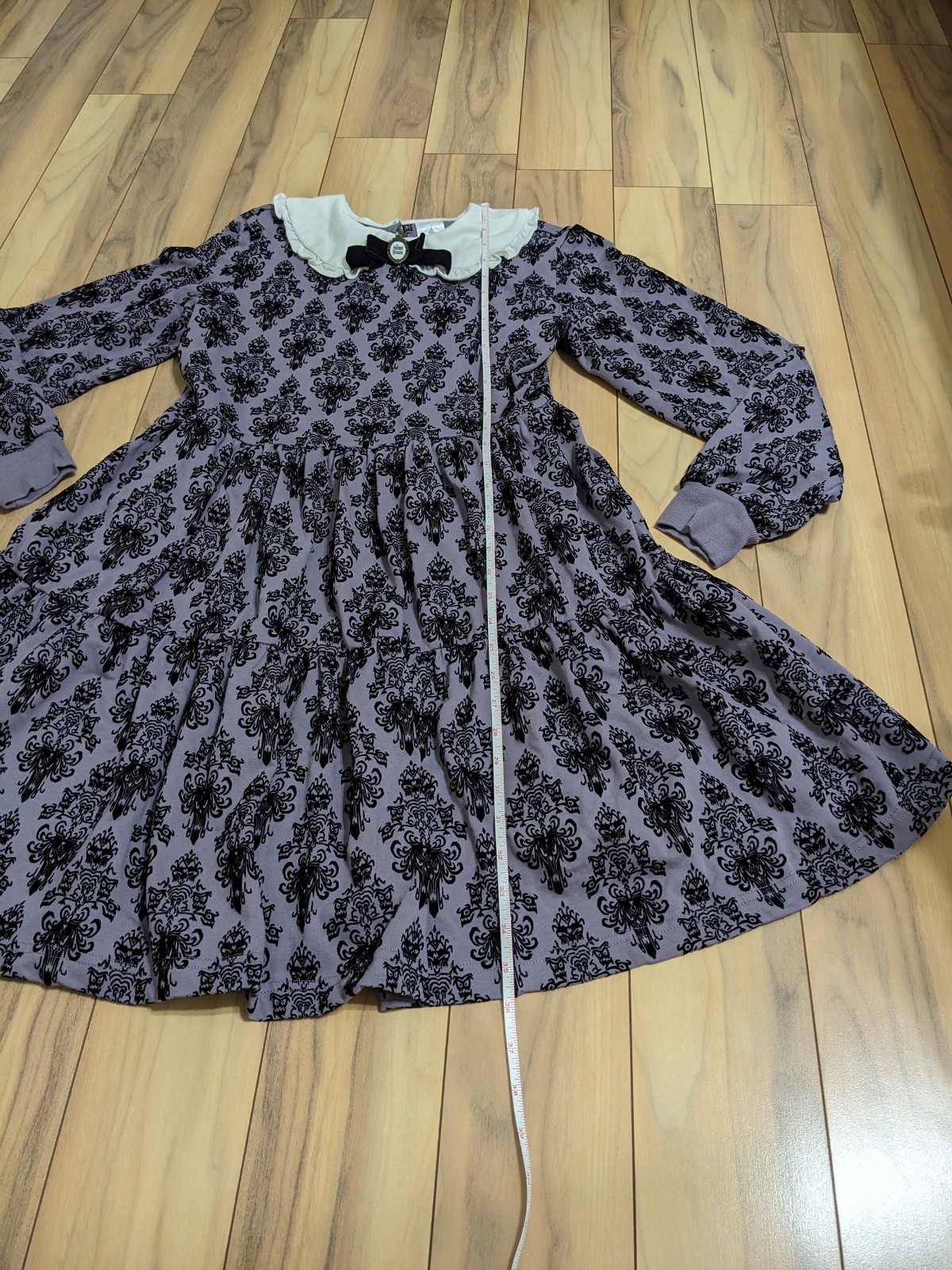 EUC! Disney Parks The Haunted Mansion Wallpaper Long Sleeve Collar Dress Size S