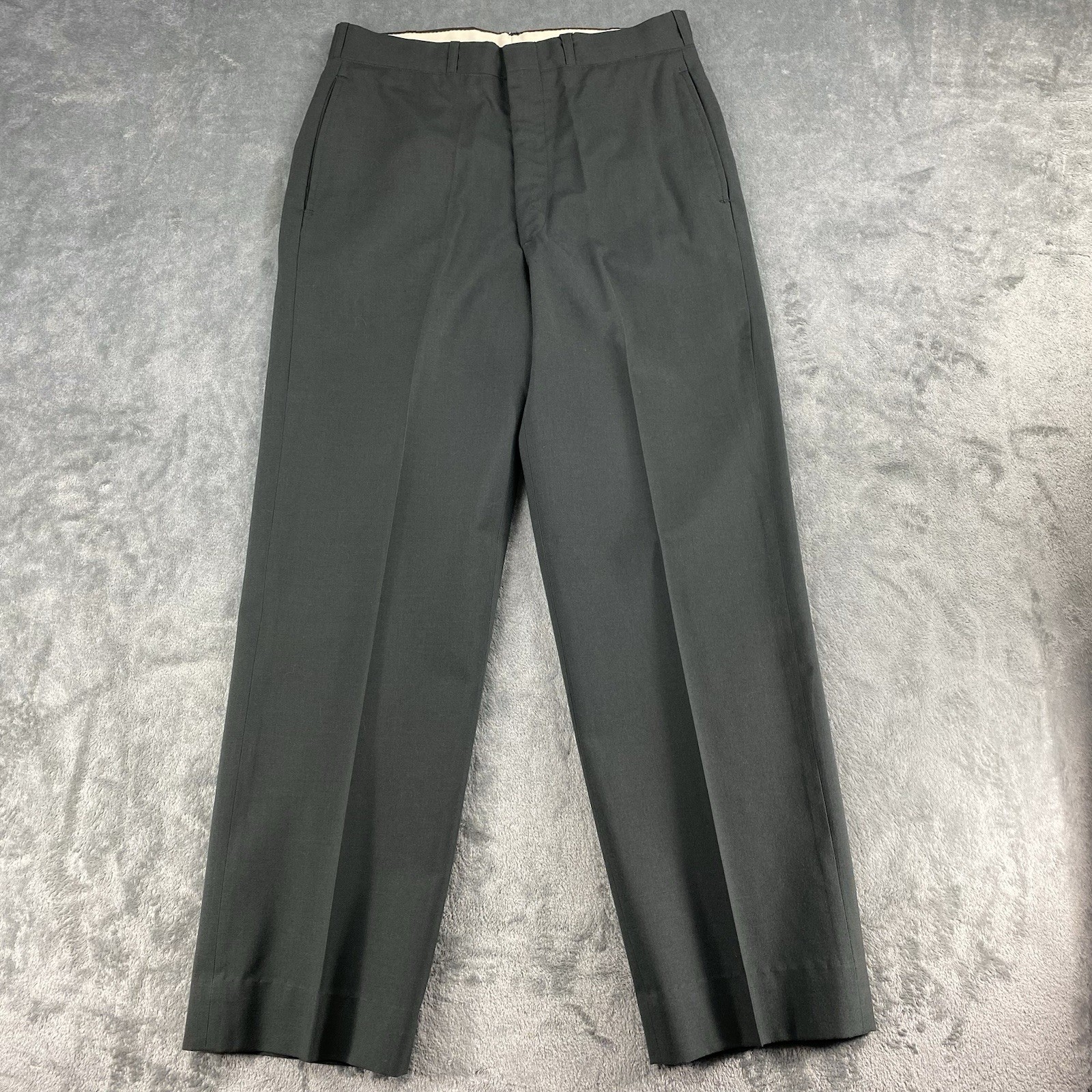 VTG Military Trousers Pants Men 30R (fit 30×27.5) Tropical Army Green Poly Wool