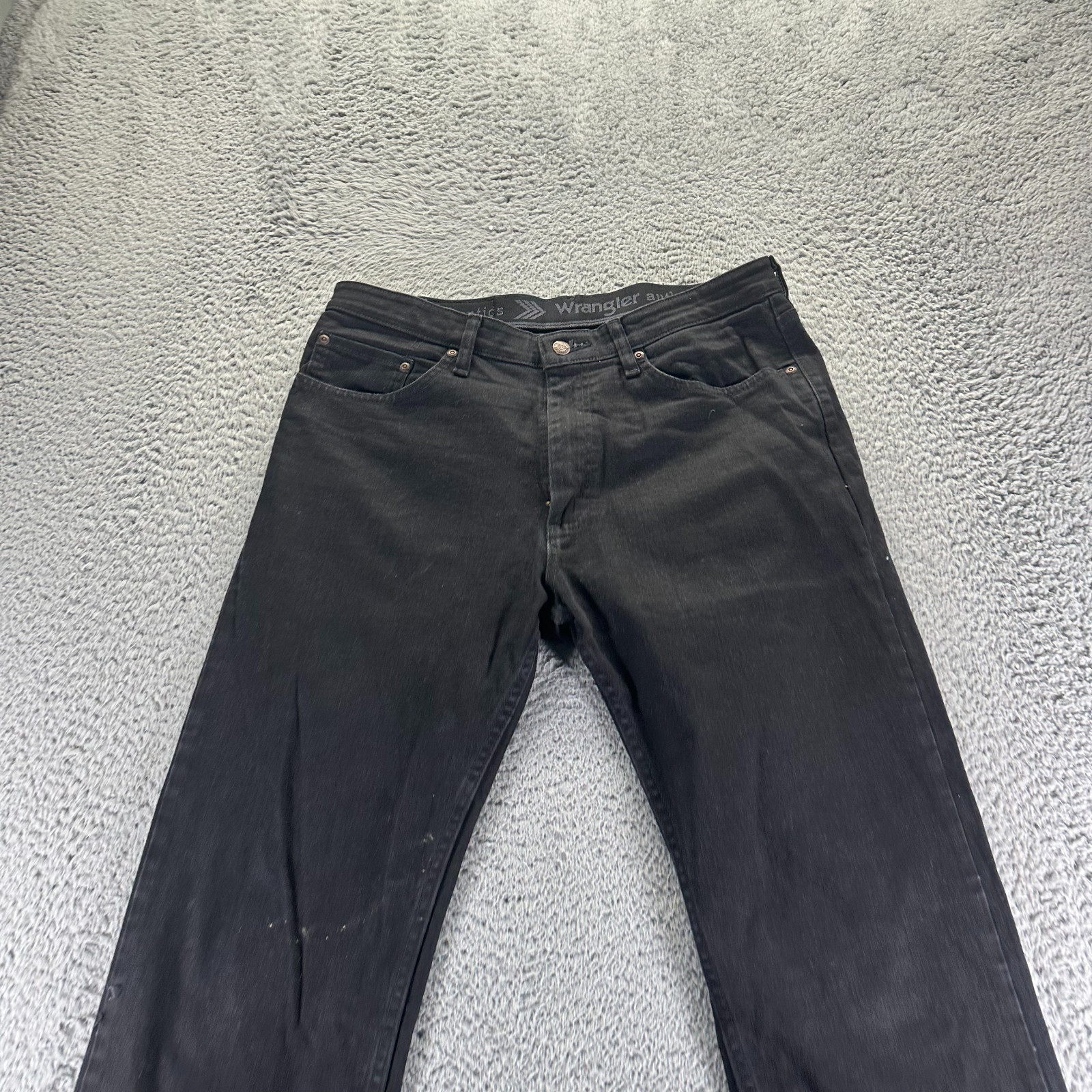 Wrangler Authentics Jeans Men 33×30 Black Cotton Denim Straight Stretch Workwear