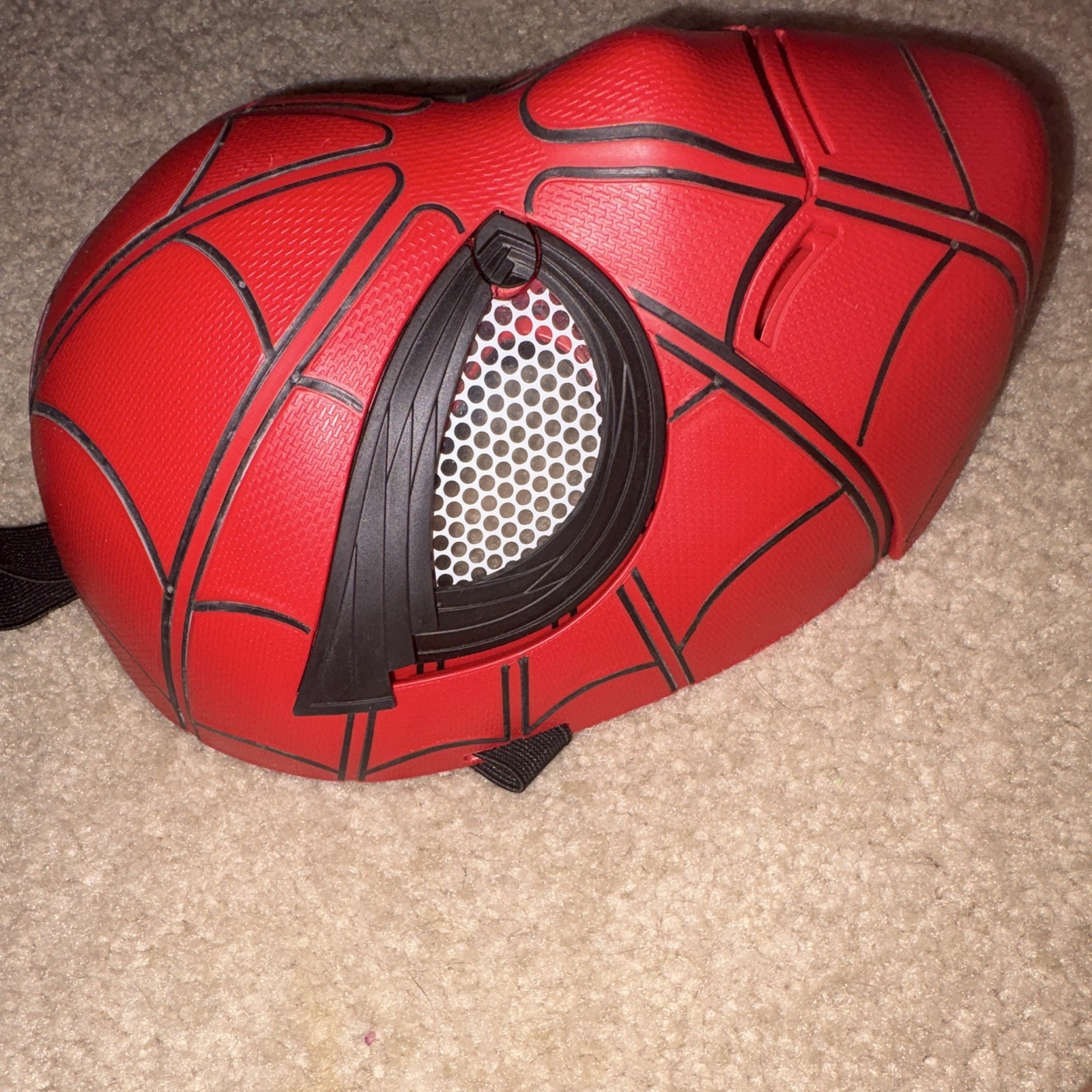 Spider-Man Kids Full Face Plastic Mask, Red/Black/White, Adjustable, One Size
