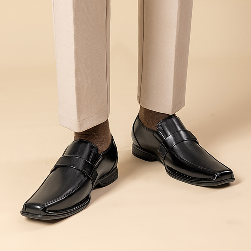 Men Dress Shoes Oxford Faux Leather Slip On Business Square Toe Loafer Shoes