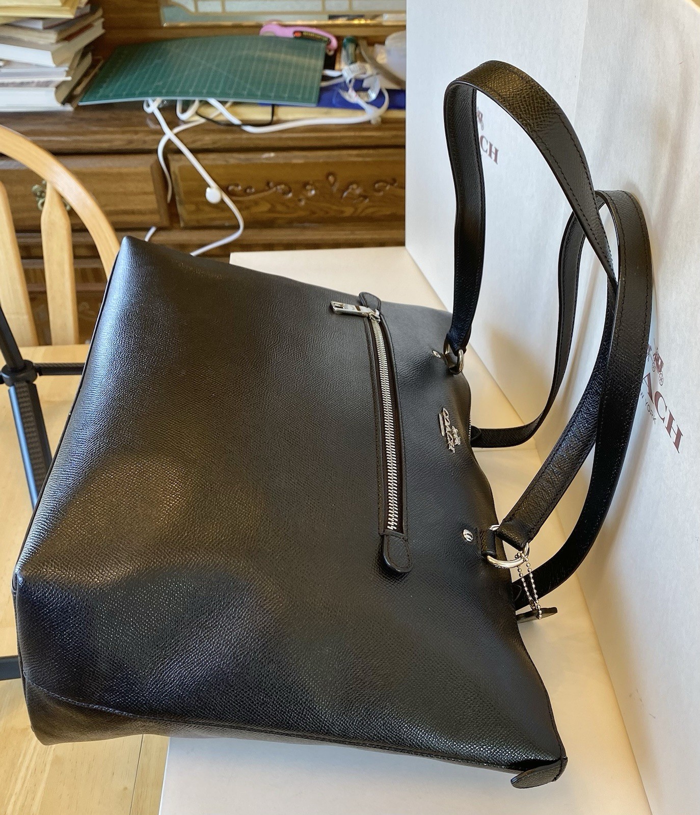 Coach F79608 Gallery Tote In Black Crossgrain Leather