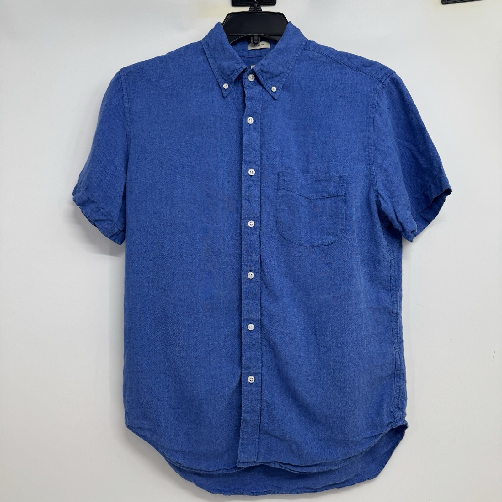 Baird McNutt J Crew Irish Linen Shirt Mens M Classic Fit Blue Lightweight BE546