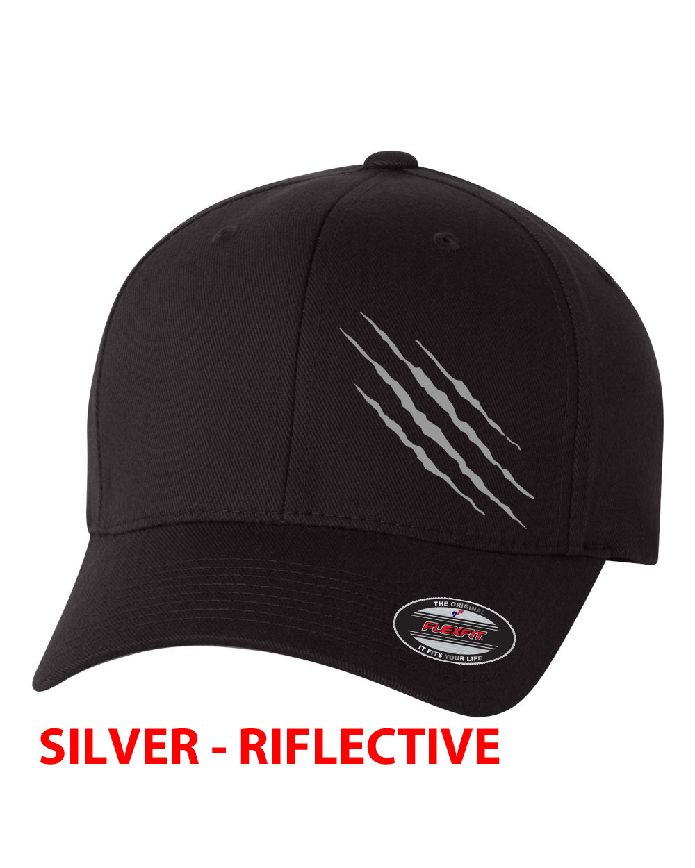 PAW SCRATCHES BIKE MOTORCYCLE CLAW RIDE REFLECTIVE HUNTING BEAR FLEXFIT HAT