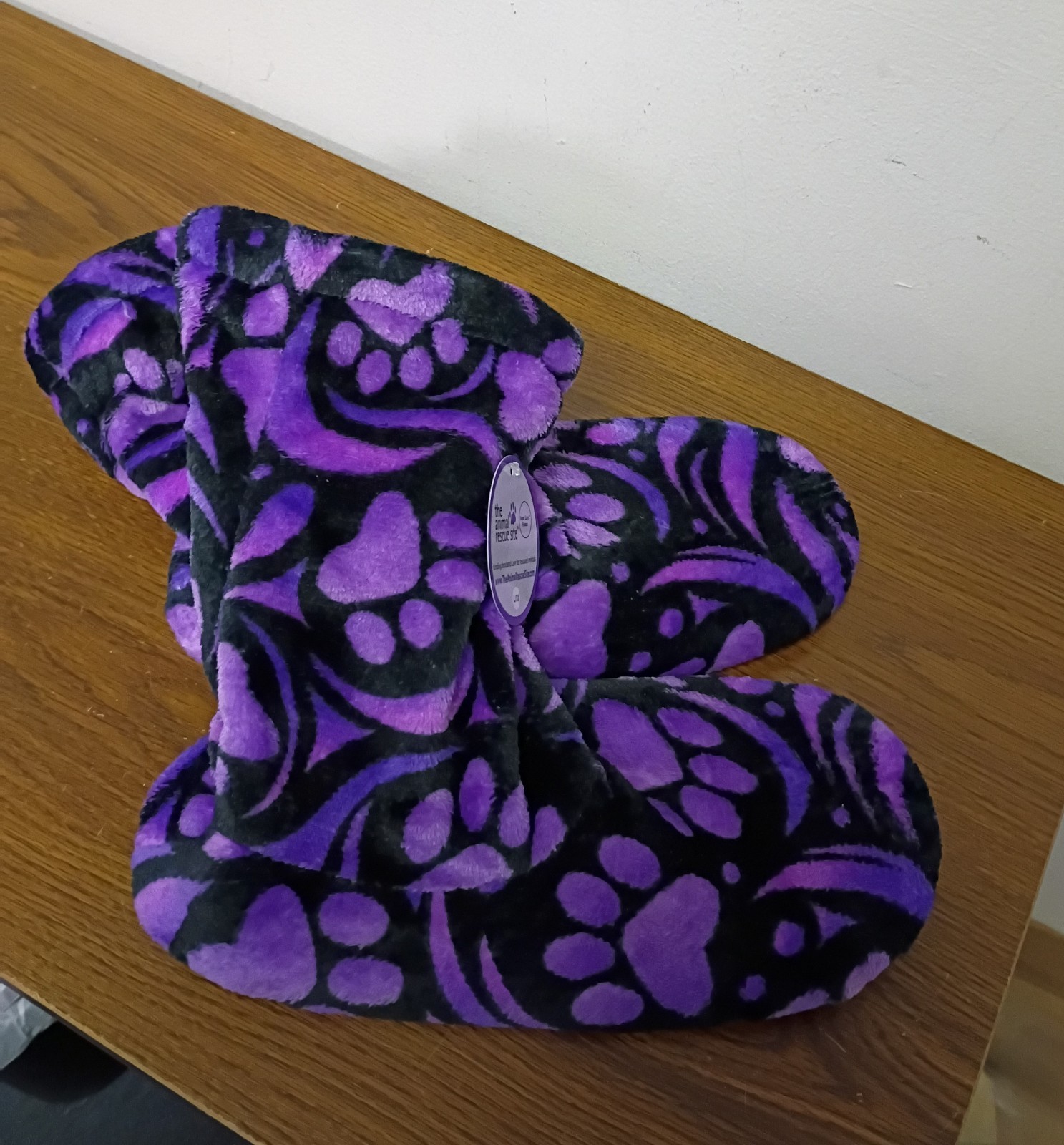 Animal Rescue Site Super Cozy Deluxe Paw Non-Slip Toggle Slipper Booties Sz L/XL
