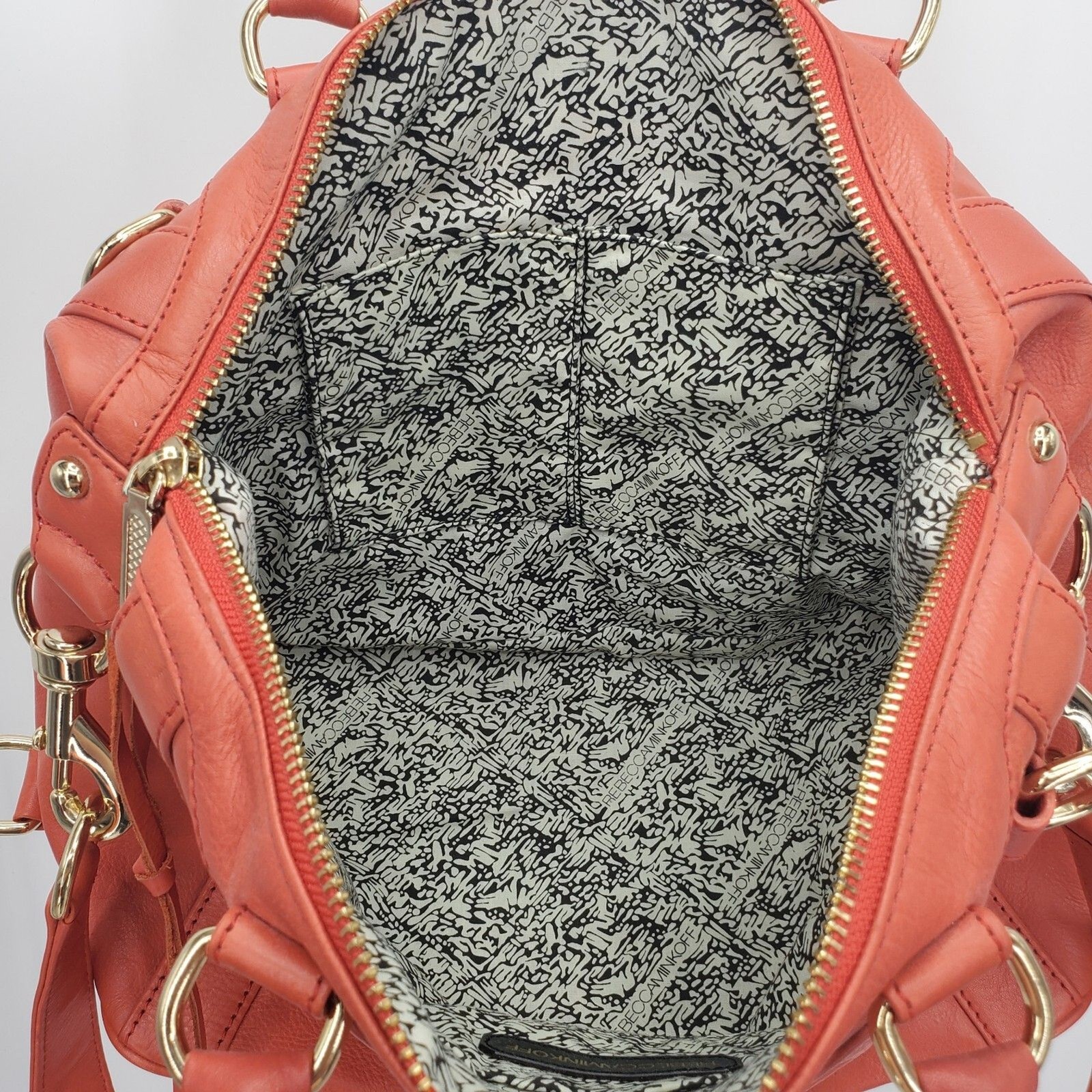 Rebecca Minkoff M.A.B. Mini Satchel Handbag 100% Leather Orangish Red