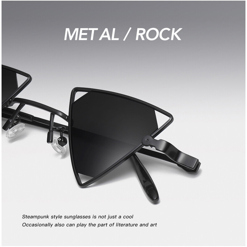 Retro Triangle Sunglasses Trendy Hippie Metal Glasses Party Street Shot Shades