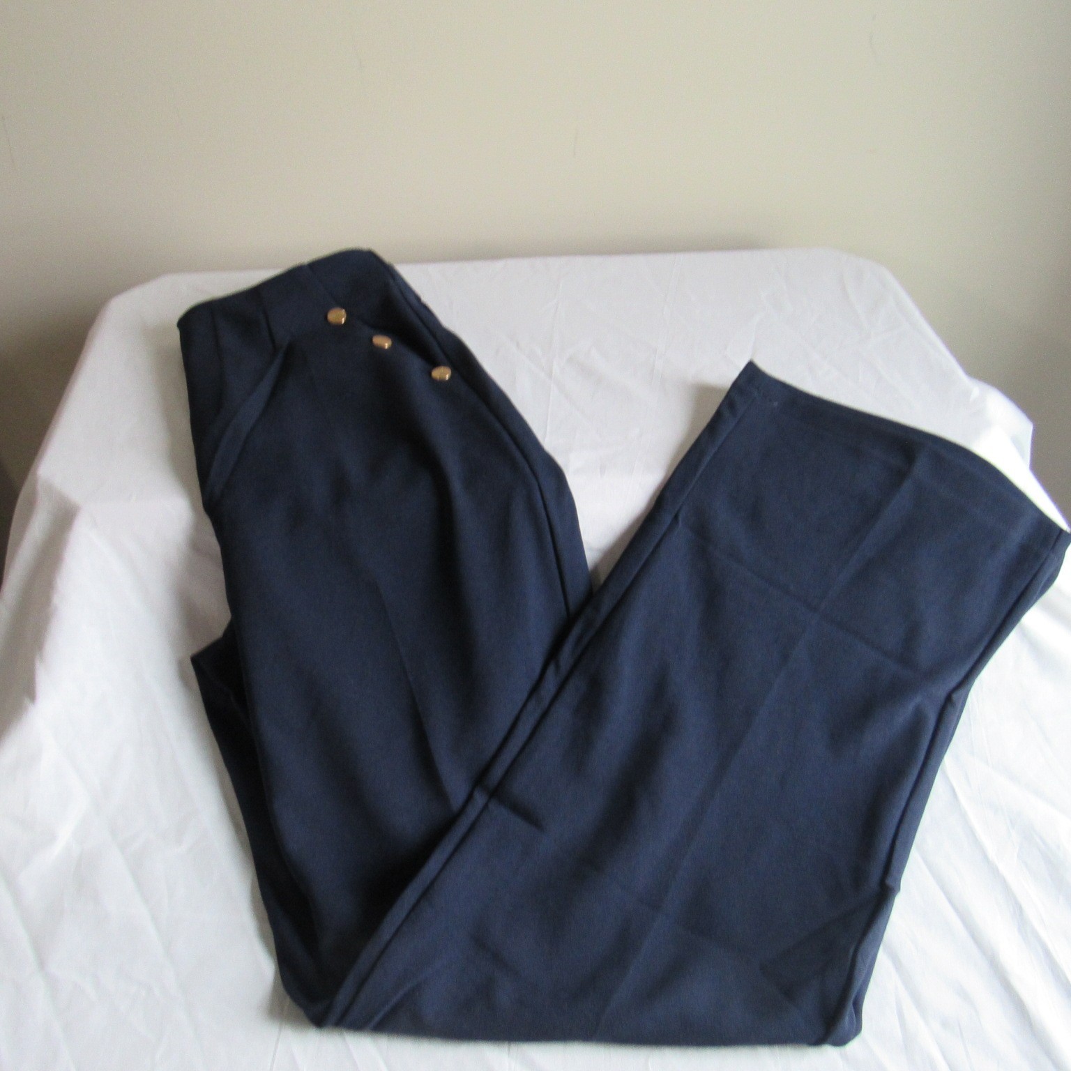 Unknown Brand Rayon Nylon Spandex Flare Dress Pant Trouser Blue Medium NWOT