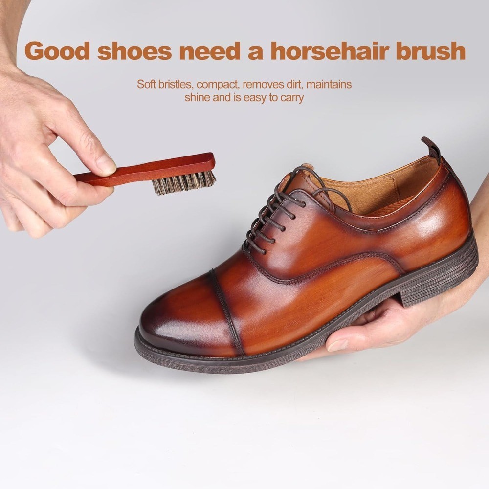 Horsehair Leather Shoe Polish Brush Professional Shoe Care Applicator Brush for