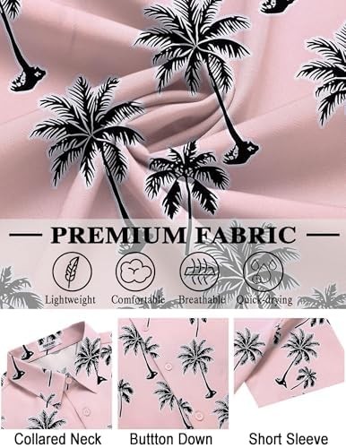 Coofandy Mens Hawaiian Shirt Short Sleeve Button Down Shirts Tropical Floral
