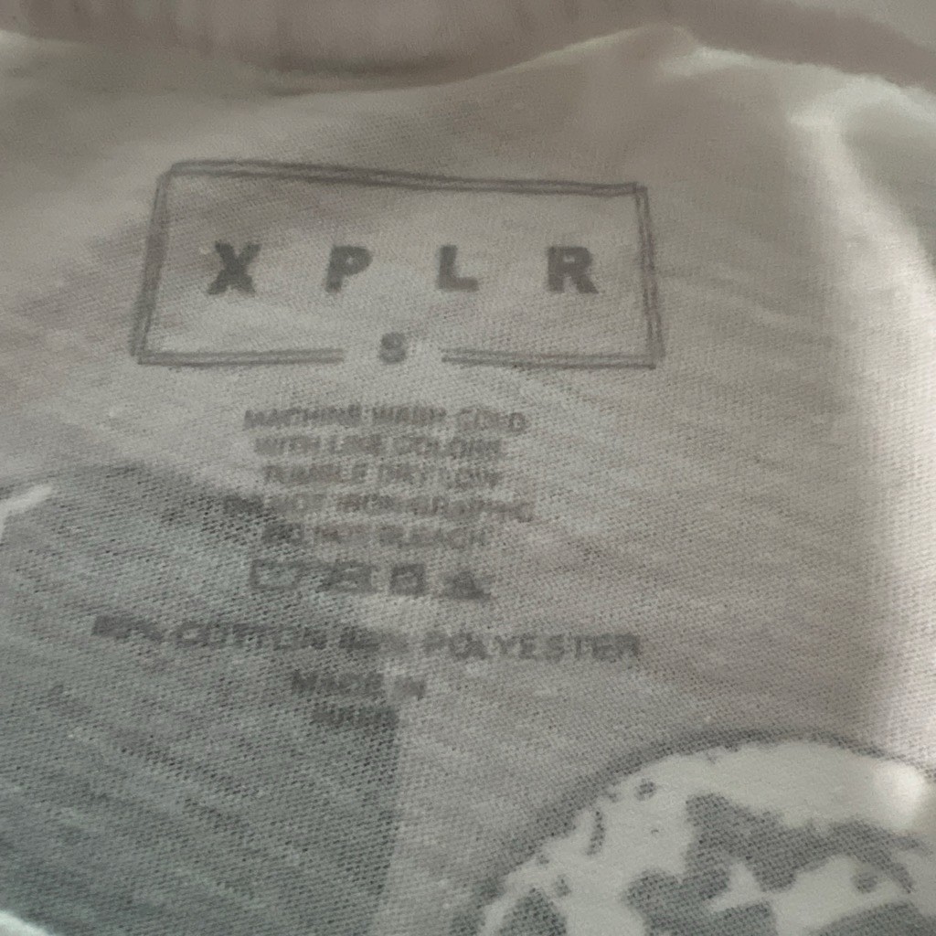 XPLR Unisex White Double-Sided Graphic Logo Cotton Knit T-Shirt Size S