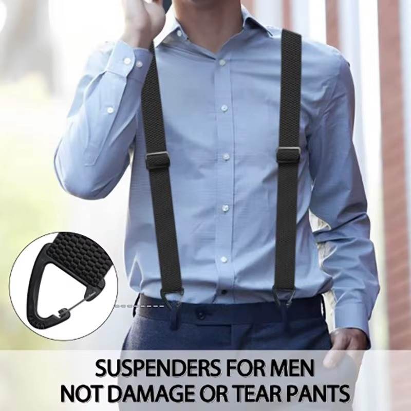 Suspenders for Men Heavy Duty, X Shape Back Hidden Suspender 1.5″ Under Clothing