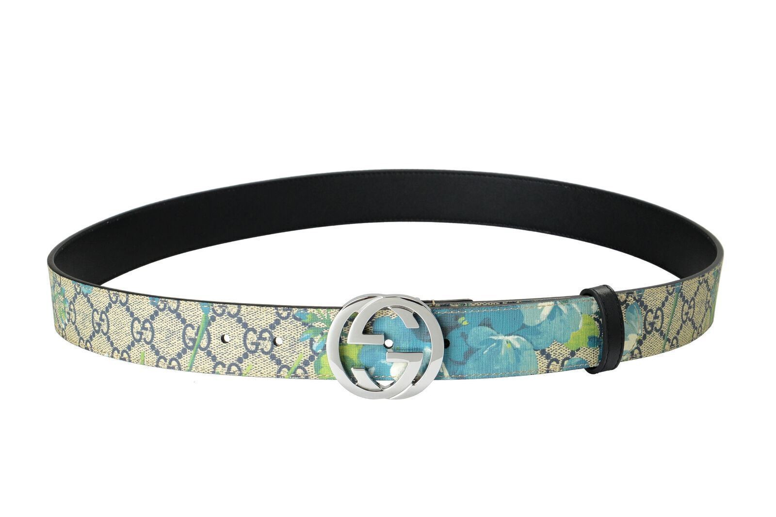 Gucci Unisex Guccissima Flower Print Leather Double G Buckle Belt US 30 IT 75