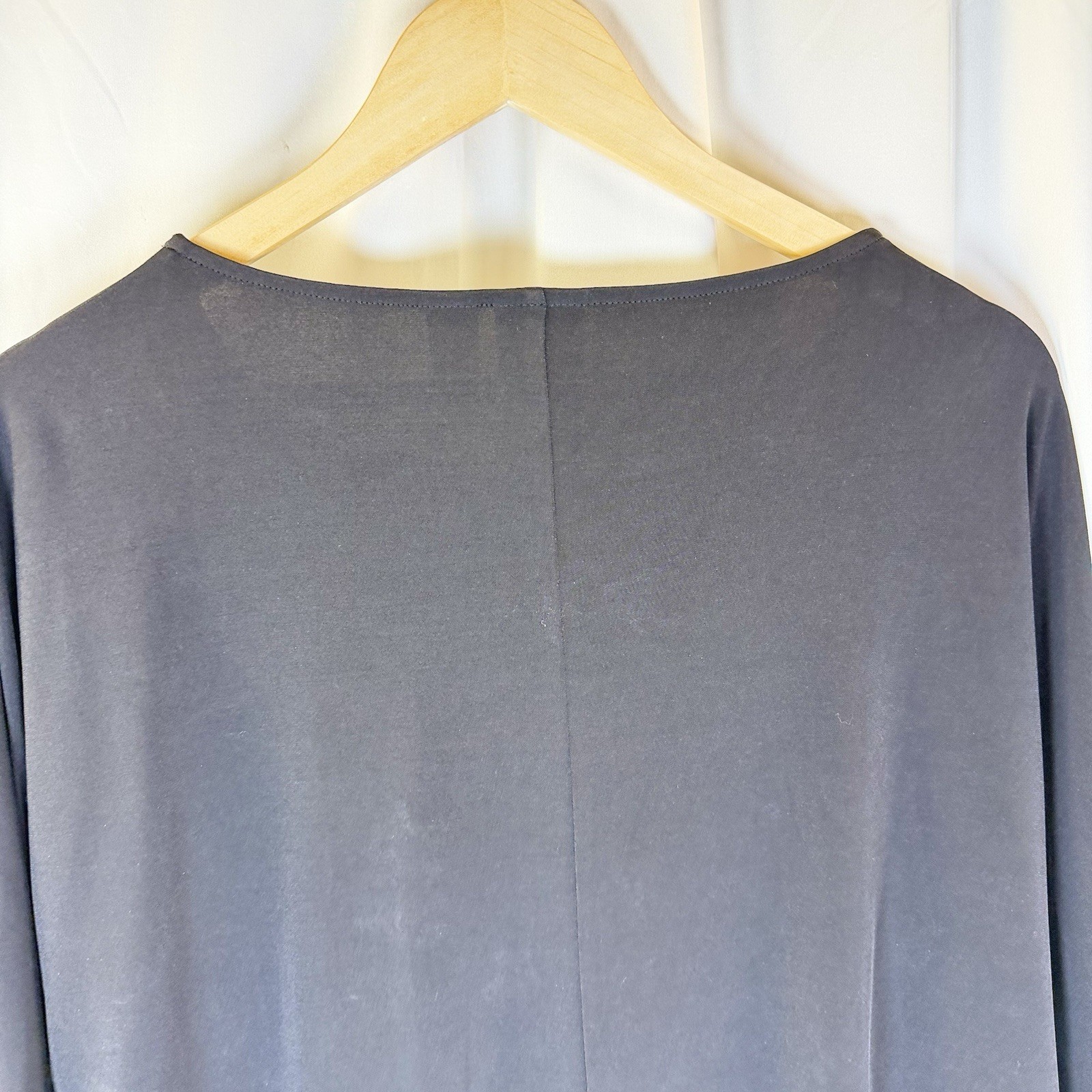 CHICO’S WOMEN’S TOP BLACK 3/4 DOLMAN SLEEVE STRETCH POLYESTER SPANDEX SIZE 2 M