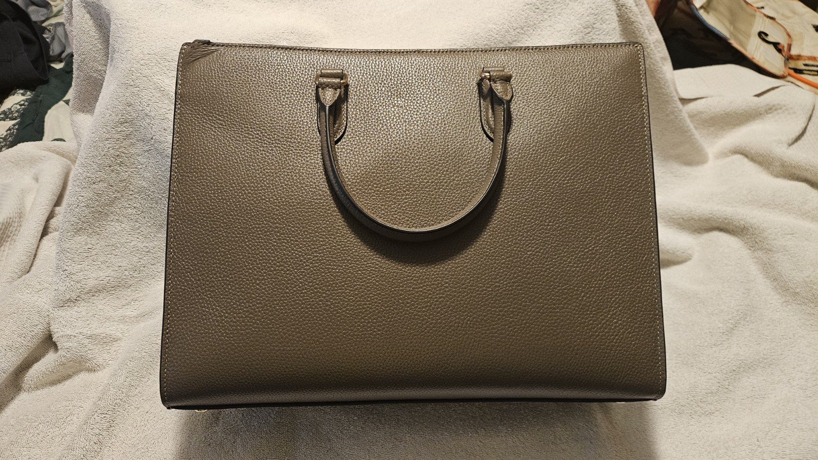 Coach Maggie Tote Bag Refined pebble leather dark stone