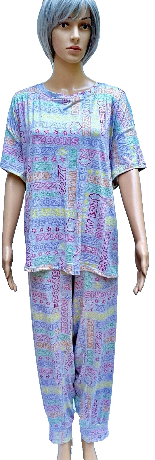Joyspun Women’s Soft Pajamas Short Sleeve Long Bottoms 5 Variations Plus, Reg Sz
