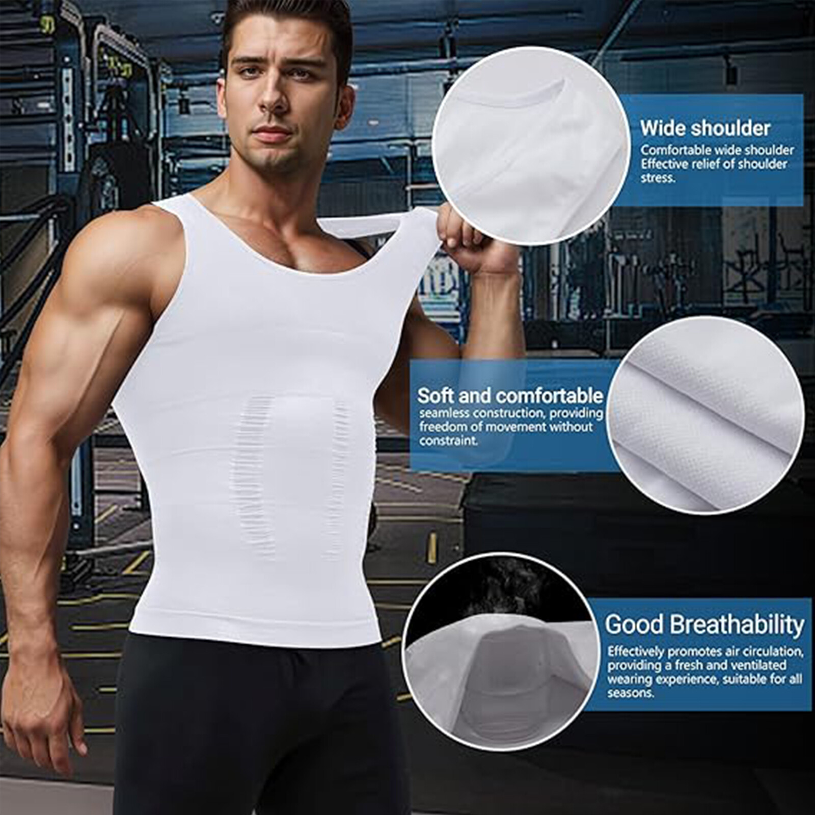Mens Slimming Body Shaper Tank Top Abdomen Gynomastica Compression Vest Shirt