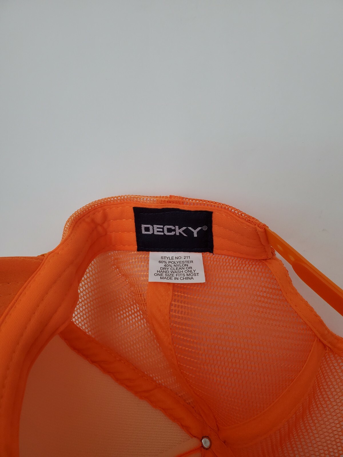 Decky Cap Orange Mesh Back Adjustable Snap Back One Size Fit Most