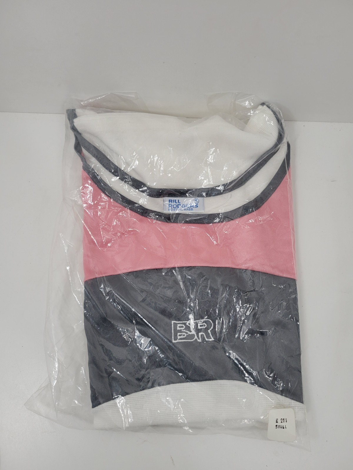 Vtg Bill Rodgers White Pink Gray Cotton Blend Tank Top Women Sz Small USA NOS