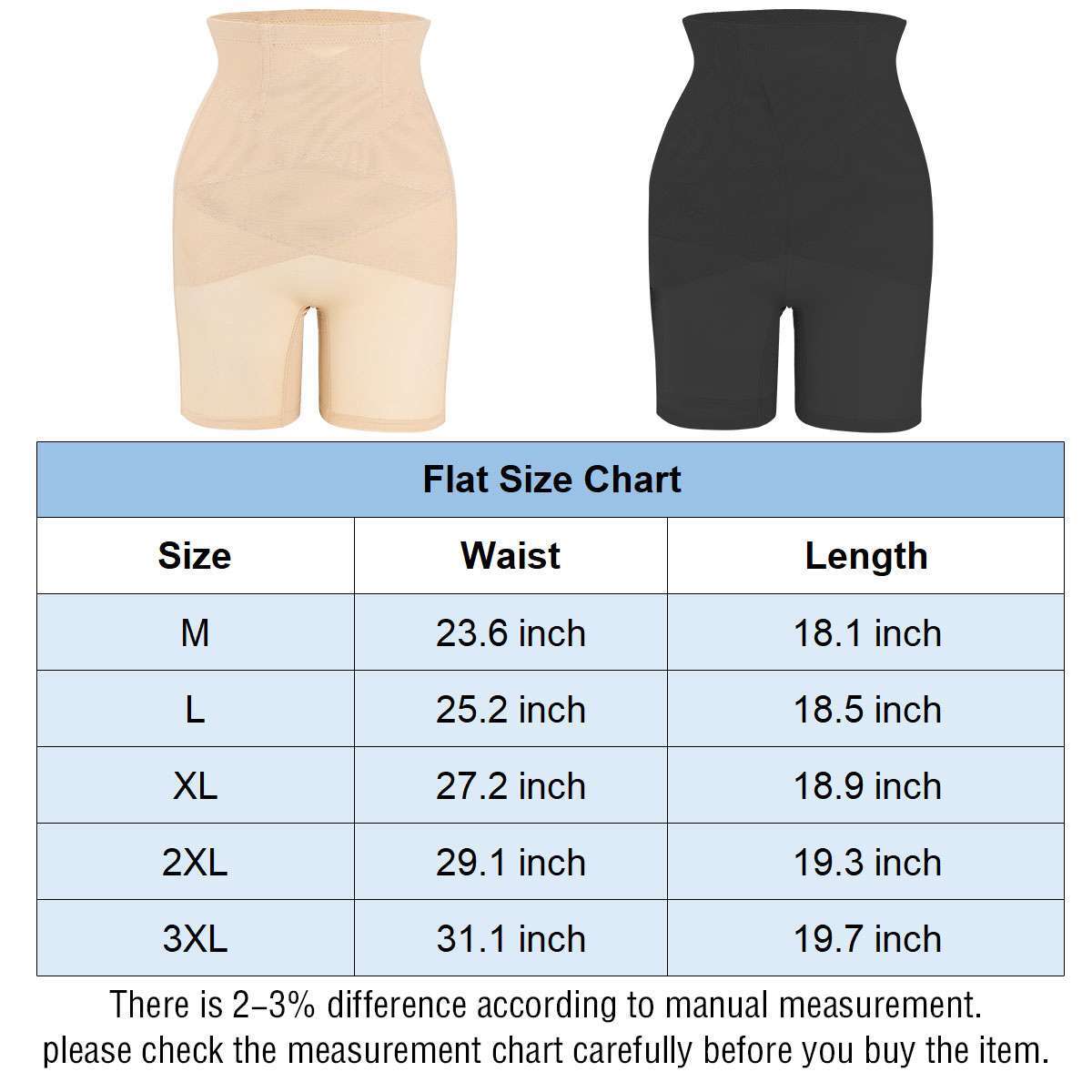 Shaperin All Day High-Waisted Body Shaper Shorts Slim Tummy Control Shapewear US