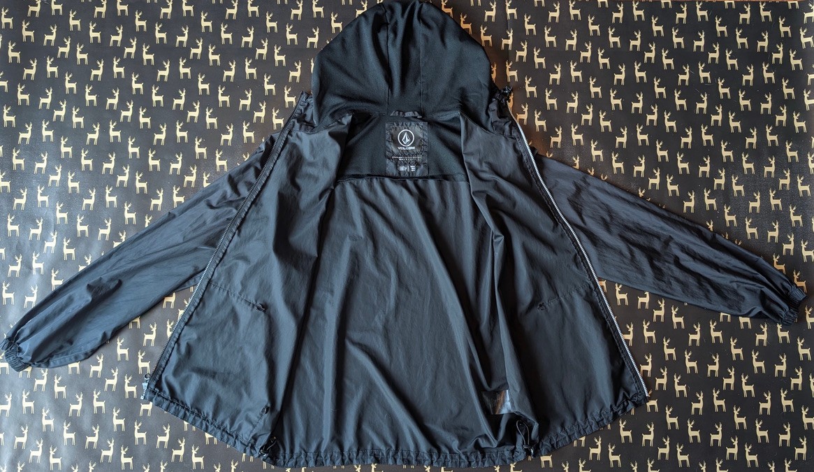 Volcom Windbreaker Jacket Mens Black XL Size Extra Large Full Zip Hoodie