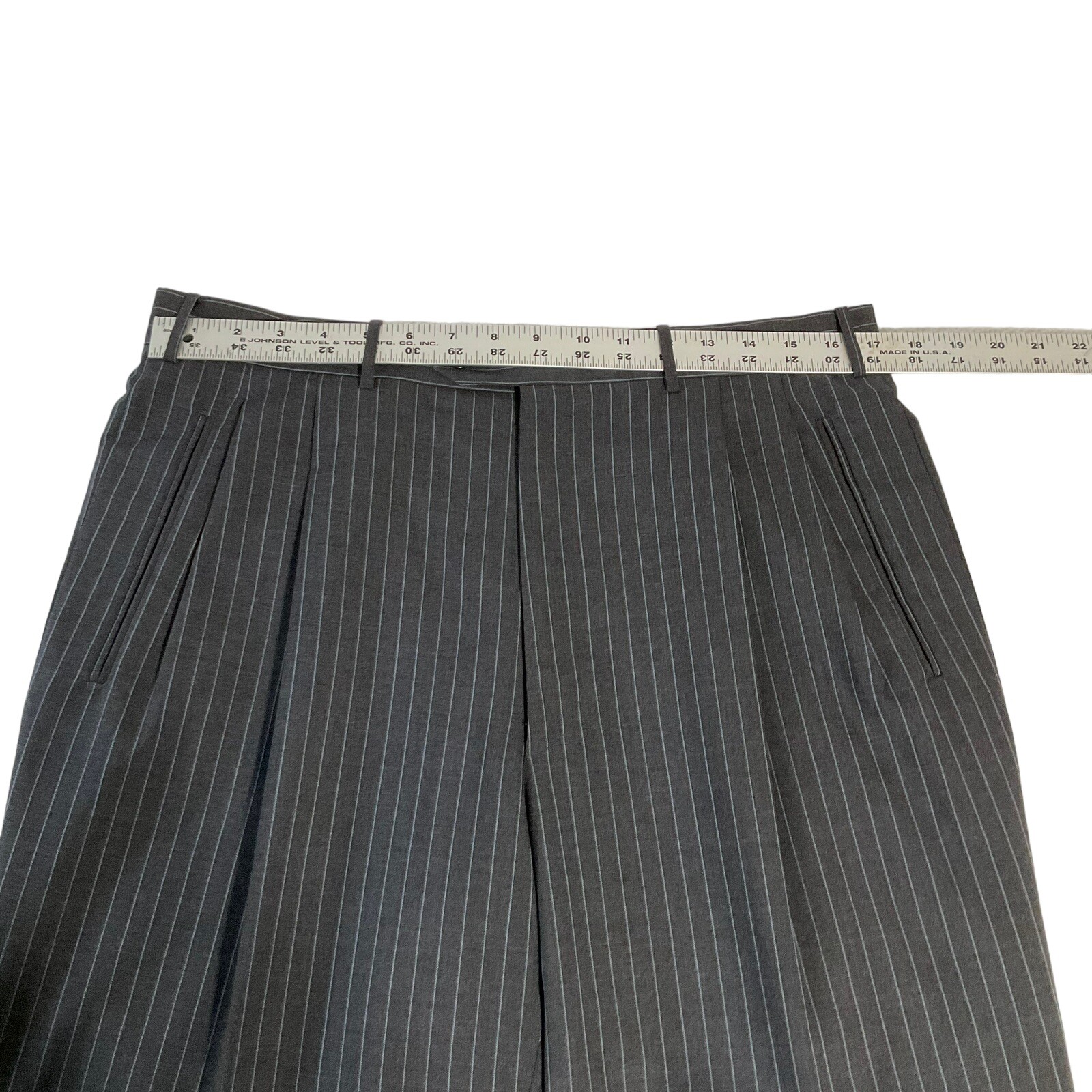 Corneliani 42L Merino Wool Suit Gray Stripe Super 120s Pants 34/32 Made In Italy