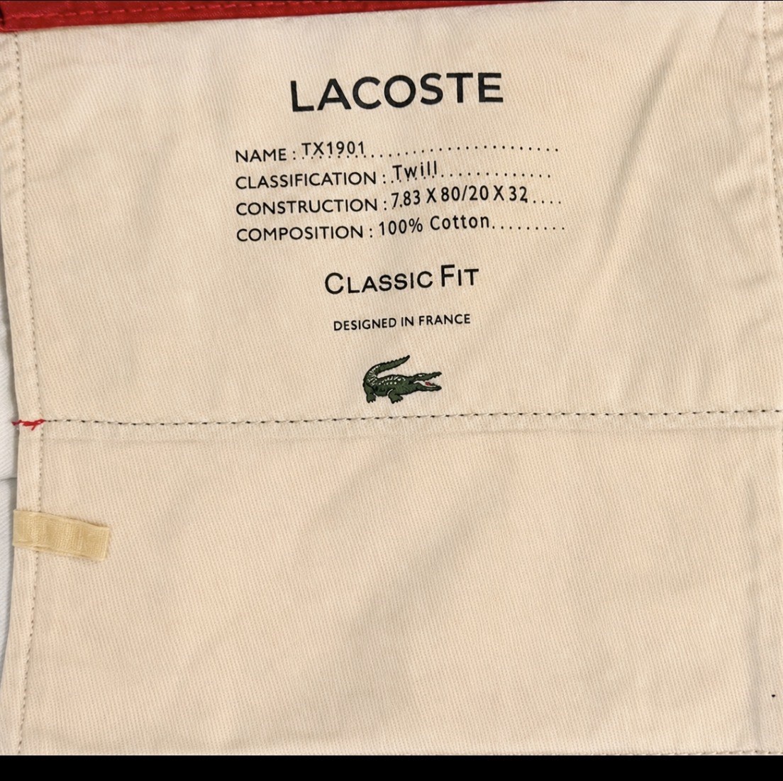 Lacoste Classic Fit Cotton Twill Chino Pants Burgundy Maroon Mens Size 33