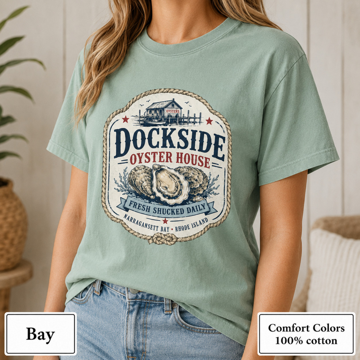 Dockside Oyster House Shirt, Coastal Comfort Colors Rhode Island Tee