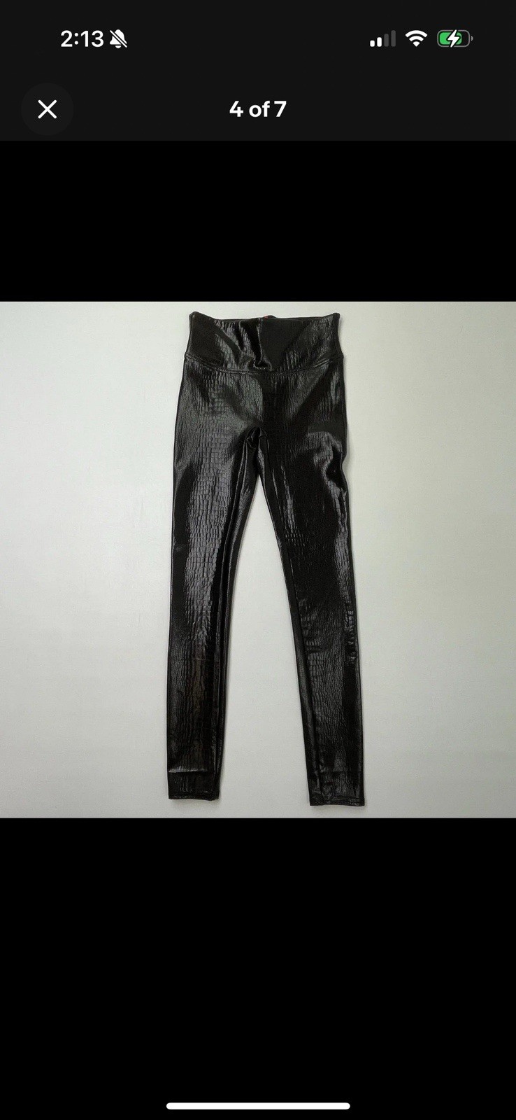 SPANX Faux Leather Croc Print High Rise Ankle Leggings Brown S/P