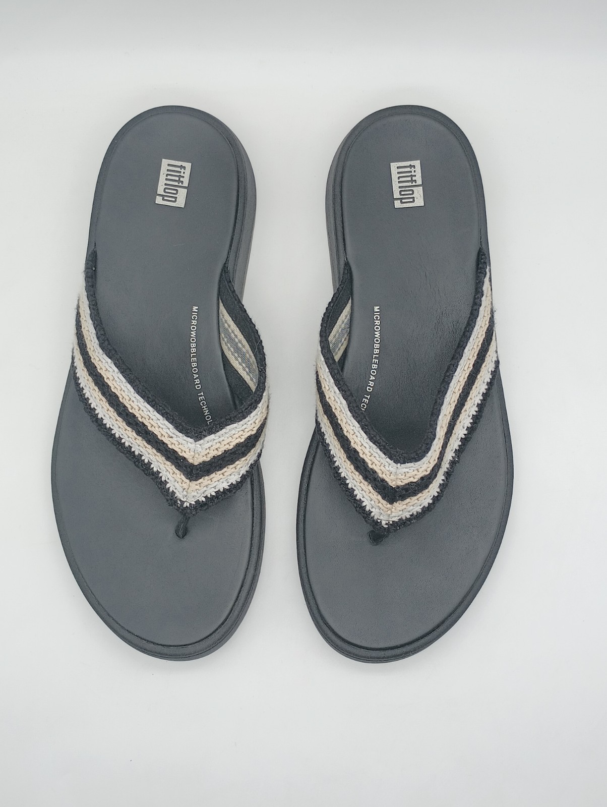 Fitflop F-Mode Womens Crochet Flatform Thong Flip Flop Sandals Shoes Sz 10 Black
