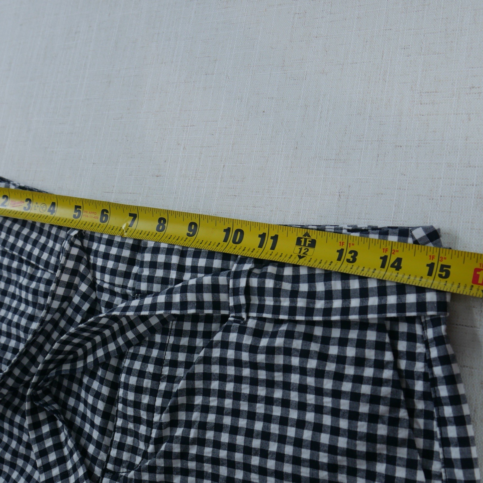 Preppy Old Navy Womens Sz 2 Tie Front Gingham Black White Mid Rise Chino Short