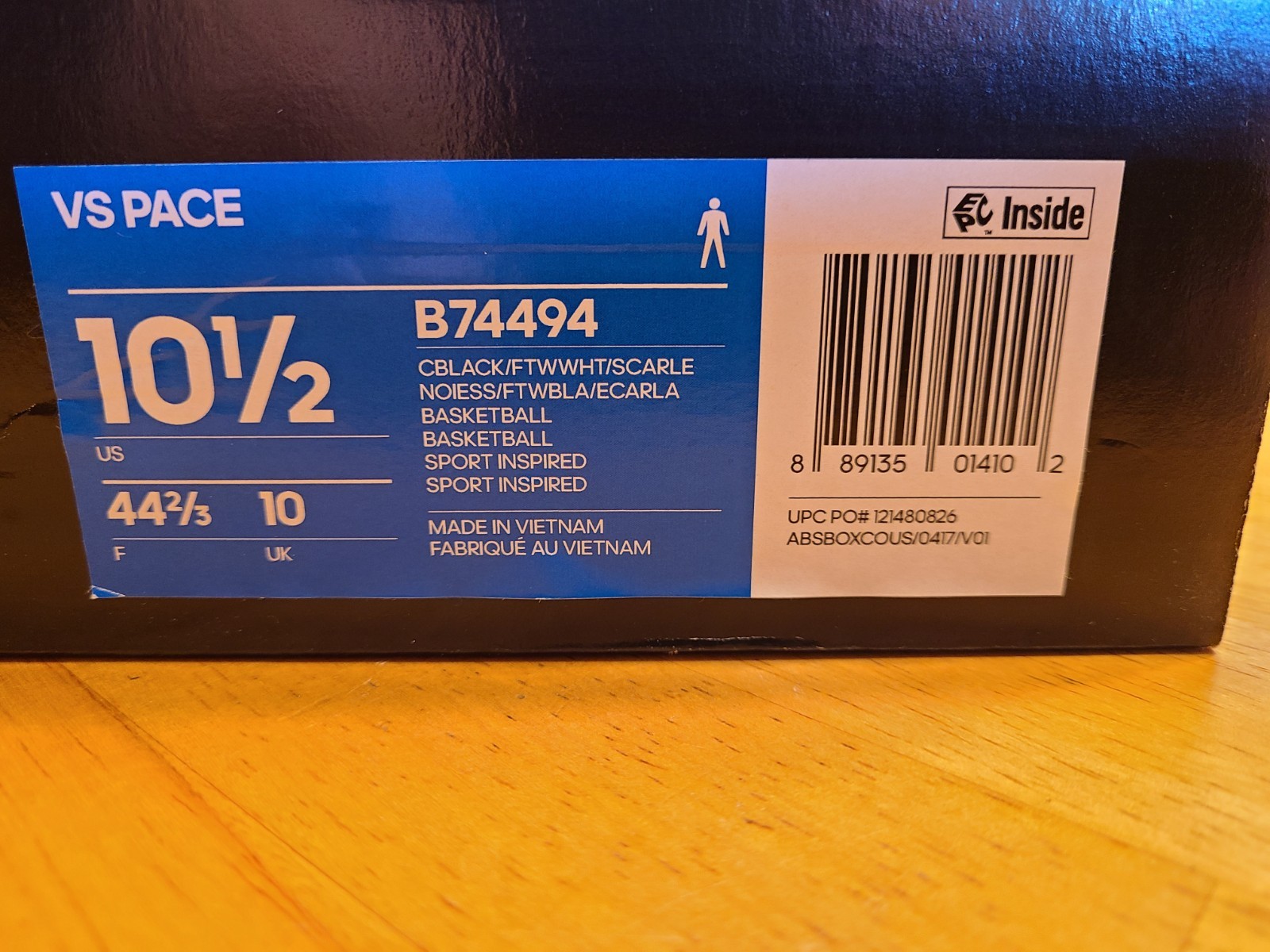 Adidas VS Pace Casual Black B74494 10.5″