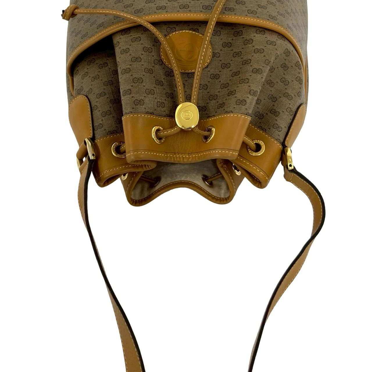 GUCCI Vintage Old Gucci GG Logo Pattern Leather Mini Boston Handbag Navy Bag