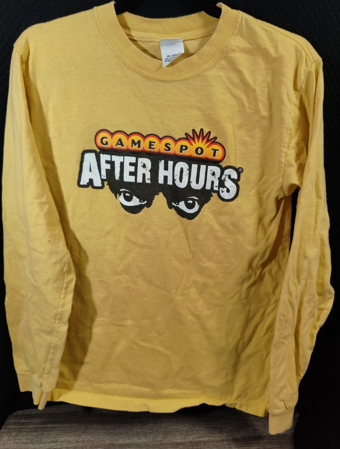 GameSpot After Hours Long Sleeve Shirt Yellow Anvil Small Rare Gamer Promo
